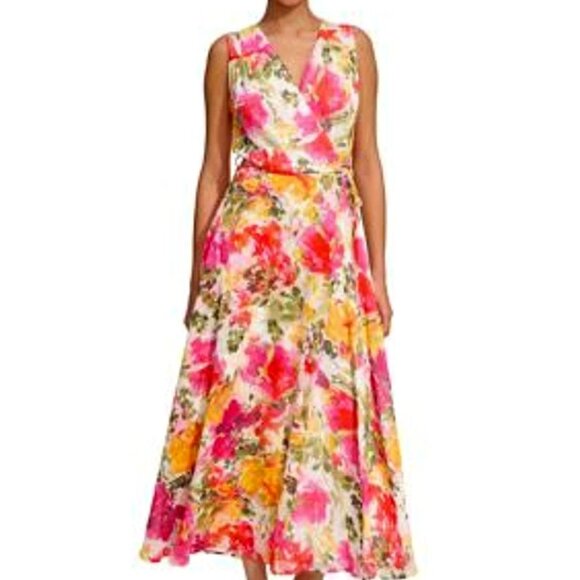 Calvin Klein Dresses & Skirts - Calvin Klein Vibrant Floral Maxi Dress in Pink, Yellow, Green